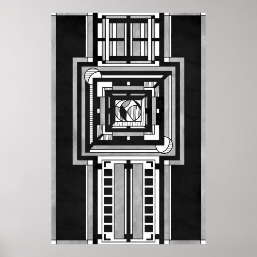 Poster Black & White Art Deco Tapestry (Devant)