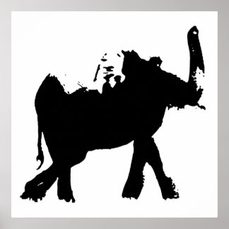 Poster Black & White Baby Elephant Pop Art