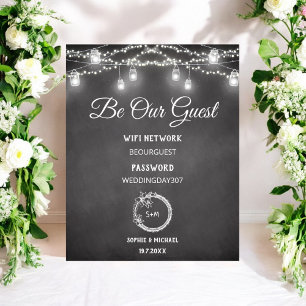 Poster Black White Be Our Guest WiFi Wedding Sign