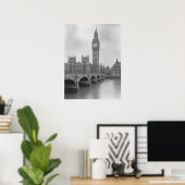 Poster Black & White Big Ben - Vintage London Landmark (Bureau à domicile)
