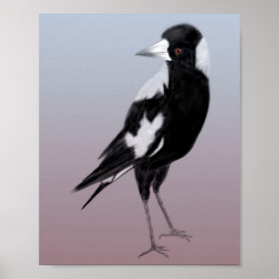 Poster Black white bird art magie
