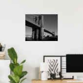 Poster Black White Brooklyn Bridge New York (Bureau à domicile)