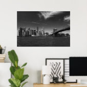Poster Black White Brooklyn Bridge New York (Bureau à domicile)