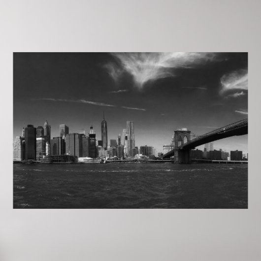 Poster Black White Brooklyn Bridge New York (Devant)