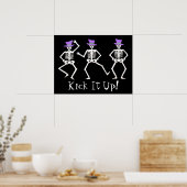 Poster Black White Halloween Danser Squelette Top Chapeau (Cuisine)