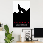Poster Black White Inspiration Leadership Wolf Pop Art (Bureau à domicile)