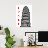 Poster Black White Leaning Tower of Pisa Italy (Bureau à domicile)