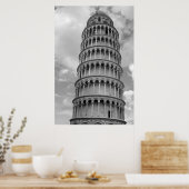 Poster Black & White Leaning Tower of Pisa Travel (Cuisine)