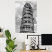 Poster Black & White Leaning Tower of Pisa Travel (Bureau à domicile)