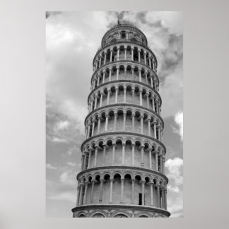 Poster Black & White Leaning Tower of Pisa Travel