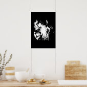 Poster Black White Lion - Animal Pop Art (Cuisine)