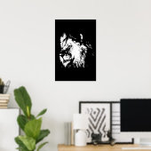 Poster Black White Lion - Animal Pop Art (Bureau à domicile)
