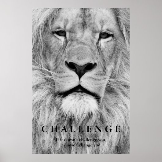 Poster Black White Lion Eyes Challenge Inspiration (Devant)