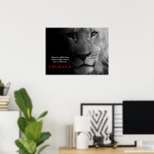 Poster Black White Lion Inspirationnel Courage (Bureau à domicile)