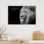 Poster Black White Lion Inspirationnel Courage (Cuisine)