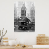 Poster Black White London Bus Big Ben (Cuisine)