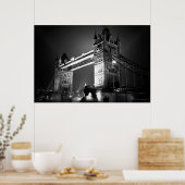 Poster Black White London Tower Bridge la nuit (Cuisine)