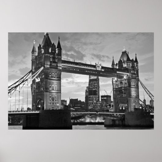 Poster Black White London Tower Bridge UK Travel (Devant)