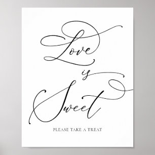 Poster Black & White Minimalist Love is Sweet Dessert Bar