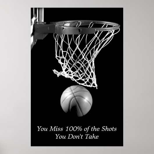 Poster Black White Motivation Basketball Sport (Devant)