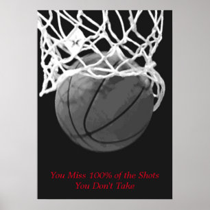 Poster Black White Motivation Basketball Sport
