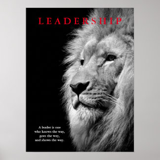 Poster Black White Motivational Leadership Lion