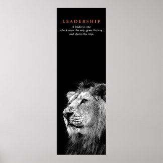 Poster Black White Motivational Leadership Quote Lion