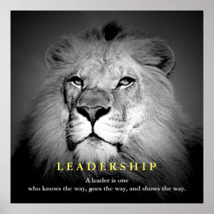 Poster Black & White Motivational Leadership Quote Lion