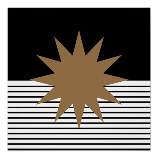 Poster Black White Op Art Brown Sun (Devant)