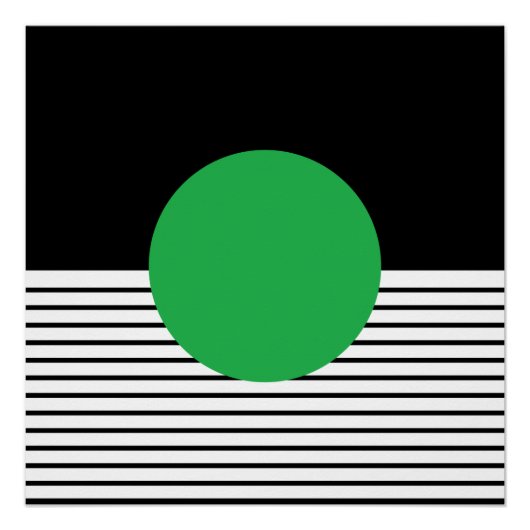 Poster Black White Op Art Cercle vert (Devant)
