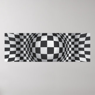 Poster Black white op art illusion optique impression/aff