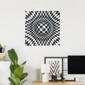 Poster Black white op art illusion optique impression/aff (Bureau à domicile)