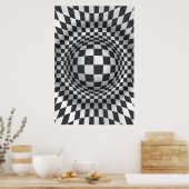 Poster Black white op art illusion optique impression/aff (Cuisine)