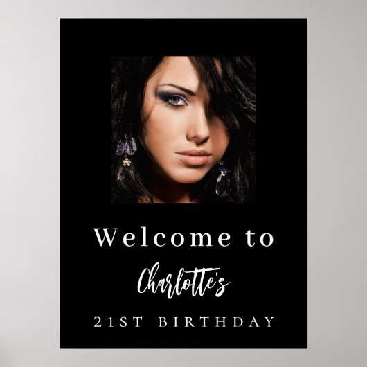 Poster Black white photo fête d'anniversaire (Devant)