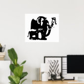 Poster Black White Pop Art Baby & Maman Elephants (Bureau à domicile)