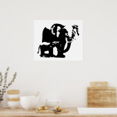 Poster Black White Pop Art Baby & Maman Elephants (Cuisine)