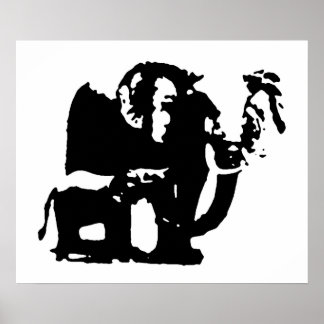 Poster Black White Pop Art Baby & Maman Elephants