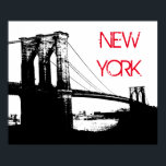 Poster Black White Pop Art Brooklyn Bridge New York City<br><div class="desc">New York - Photo de l'Art numérique des gratte-ciel de Manhattan</div>
