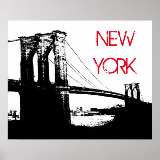 Poster Black White Pop Art Brooklyn Bridge New York City