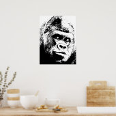 Poster Black White Pop Art Gorilla (Cuisine)