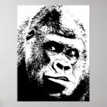 Poster Black White Pop Art Gorilla<br><div class="desc">Digital Computer Animal Art - College Pop Art - Wild Animal Computer Images</div>