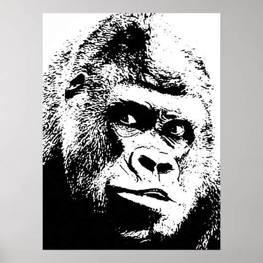Poster Black White Pop Art Gorilla (Devant)
