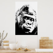 Poster Black White Pop Art Gorilla (Cuisine)