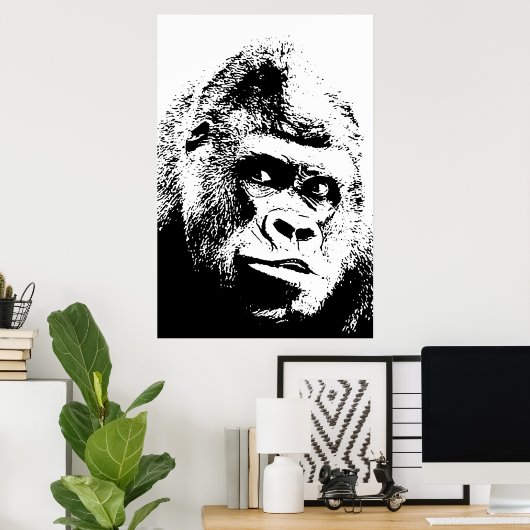 Poster Black White Pop Art Gorilla (Bureau à domicile)