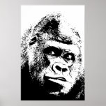 Poster Black White Pop Art Gorilla<br><div class="desc">Digital Computer Animal Art - College Pop Art - Wild Animal Computer Images</div>