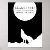 Poster Black White Pop Art Leadership Wolf Howling (Devant)