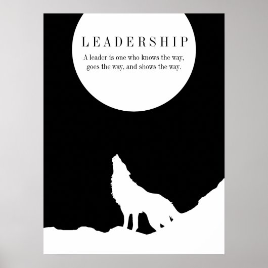 Poster Black White Pop Art Leadership Wolf Howling (Devant)