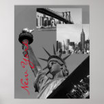 Poster Black & White Pop Art New York City<br><div class="desc">American Iconic Symboles - Statue historique de la Liberté Gros plan Photo Numériquement Poster Edité</div>