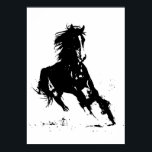 Poster Black White Pop Art Runse Horse Silhouette<br><div class="desc">Black White Pop Art Runse Horse Silhouette / Digital Animal / Cheval Art - Cheval Head Artwork</div>