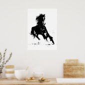 Poster Black White Pop Art Runse Horse Silhouette (Cuisine)